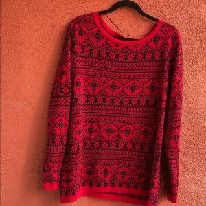 Scott Red and Black Patterned Sweater